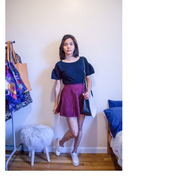 American Apparel Burgundy Corduroy Mini Skirt - Picture 4 of 7